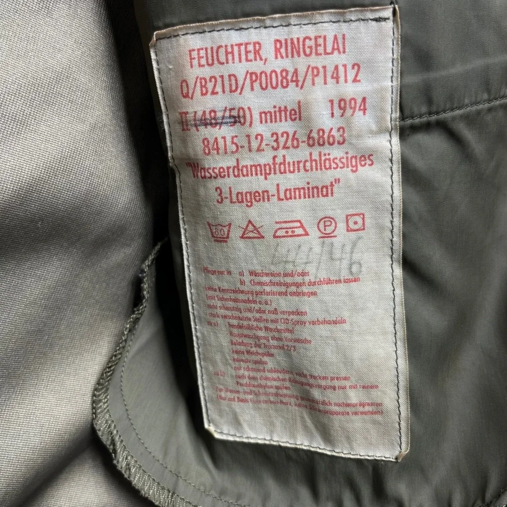 VTG 1994 German Flecktarn Camo Gore Tex Style Rain Parka Jacket 48/50 Bundeswehr